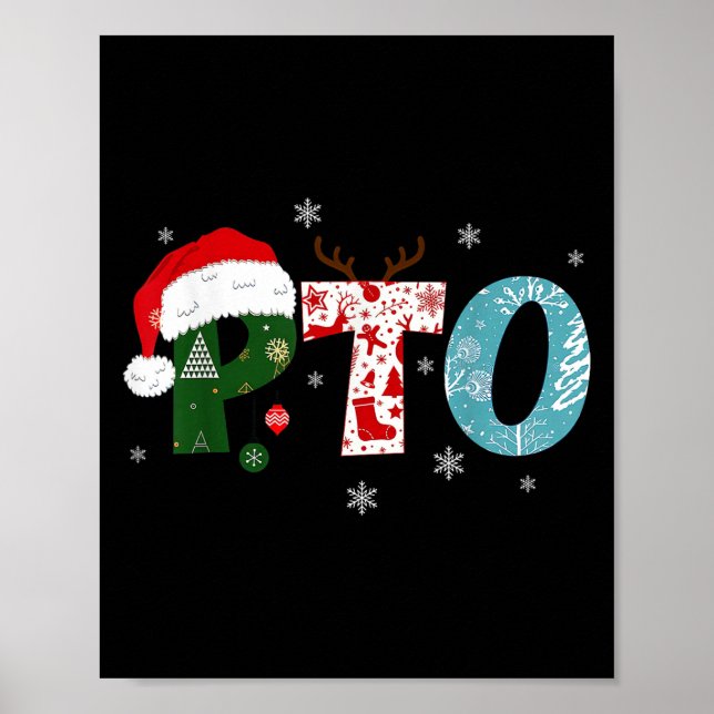 Pto Santa Hat Reindeer Parent Teacher Organisation Poster (Front)