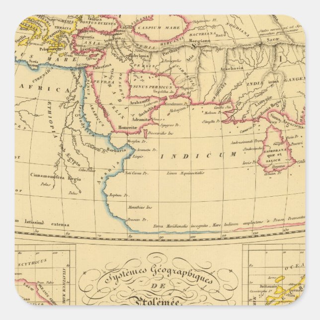 Ptolemy's Geography Square Sticker (Front)