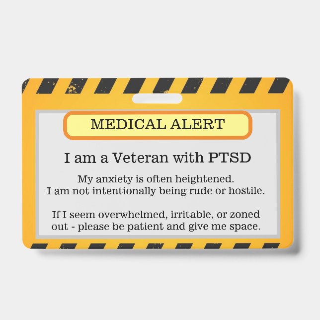 PTSD Alert Badge ID Badge (Front)