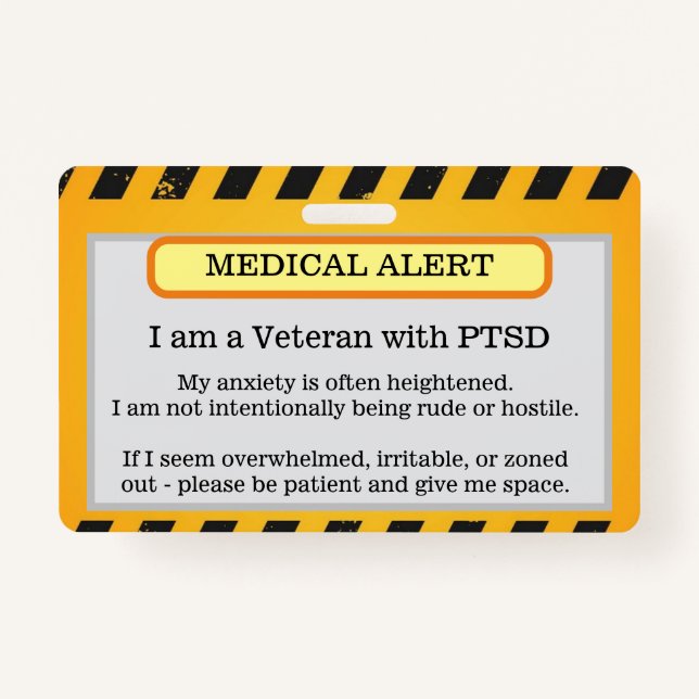 PTSD Alert Badge ID Badge (Front)