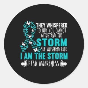 Ptsd Awareness Butterfly Posttraumatic Stress Diso Classic Round Sticker