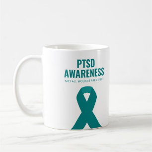 PTSD Awareness Teal Ribbon Coffee Mug