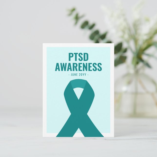 PTSD Awareness Teal Ribbon Postcard (Standing Front)