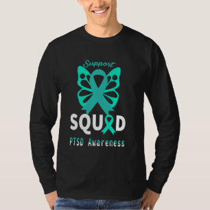 PTSD Awareness Teal Ribbon Support Quote Butterfly T-Shirt