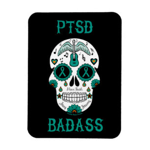 PTSD Badass sugar skull Magnet