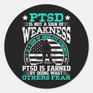 Ptsd Mental Health Awareness Veteran Trauma Surviv Classic Round Sticker