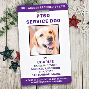 PTSD Service Dog Personalised Simple Photo ID Badge