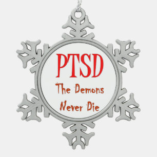 PTSD SNOWFLAKE PEWTER CHRISTMAS ORNAMENT