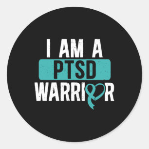 Ptsd Warrior Post Traumatic Stress Disorder Awaren Classic Round Sticker