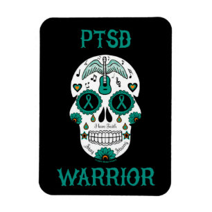 PTSD WARRIOR sugar skull Magnet
