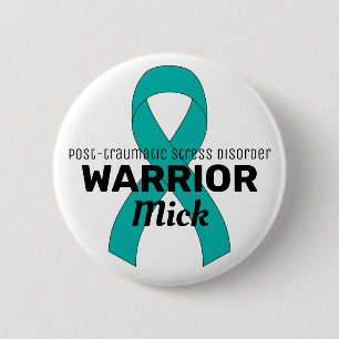 PTSD Warrior White Button
