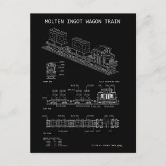 PTW Molten Ingot Train "Blueprint" Postcard