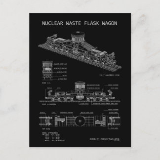 PTW Nuclear Waste Flask Wagon "Blueprint" Postcard