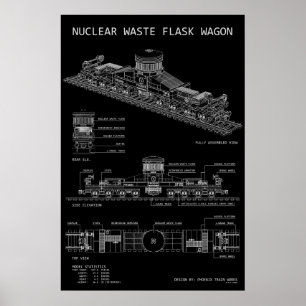 PTW Nuclear Waste Flask Wagon "Blueprint" Poster