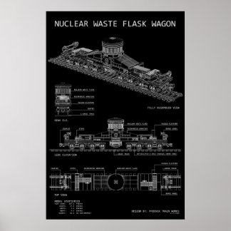 PTW Nuclear Waste Flask Wagon "Blueprint" Poster