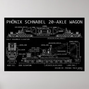 PTW Small Size Schnabel Train Wagon "Blueprint" Poster