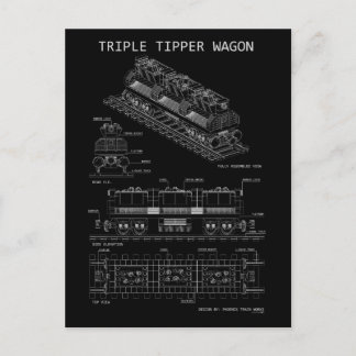PTW Triple Tipper Wagon "Blueprint" Postcard
