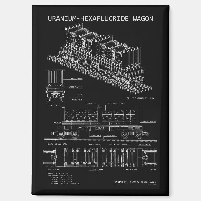 PTW Uranium Hexafluoride Wagon "Blueprint" Magnet (Front)