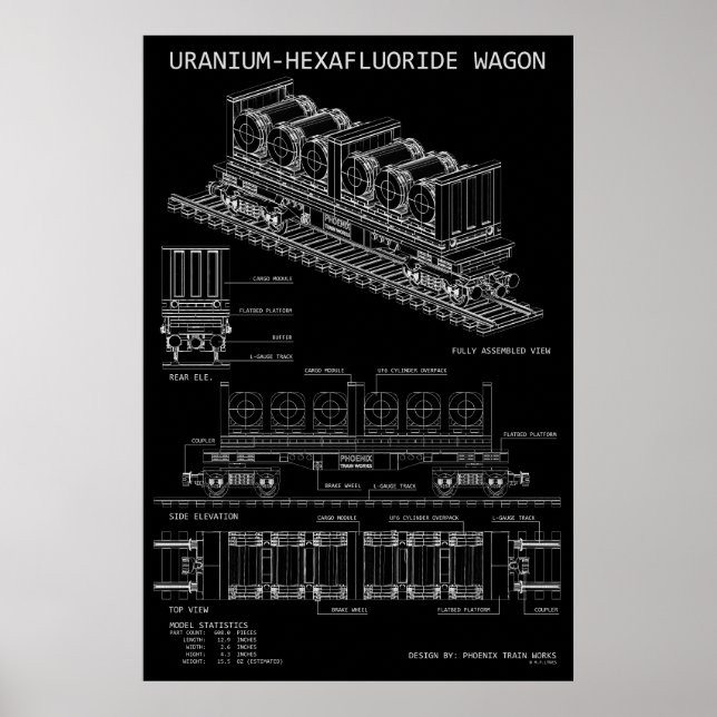 PTW Uranium Hexafluoride Wagon "Blueprint" Poster (Front)