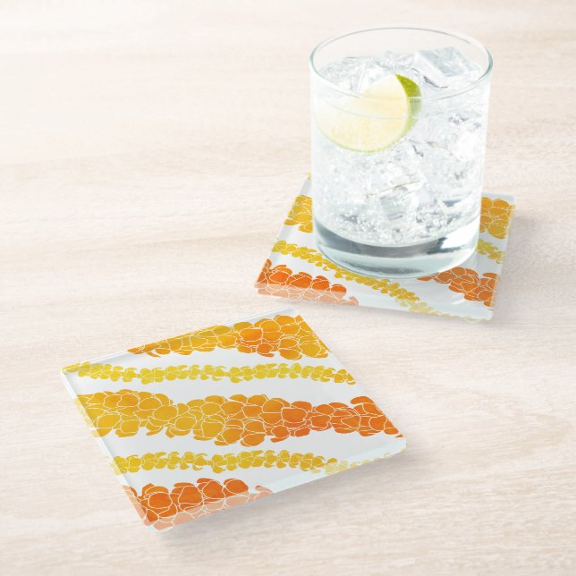 Puakenikeni Hawaiian Print Glass Coaster (Angled)