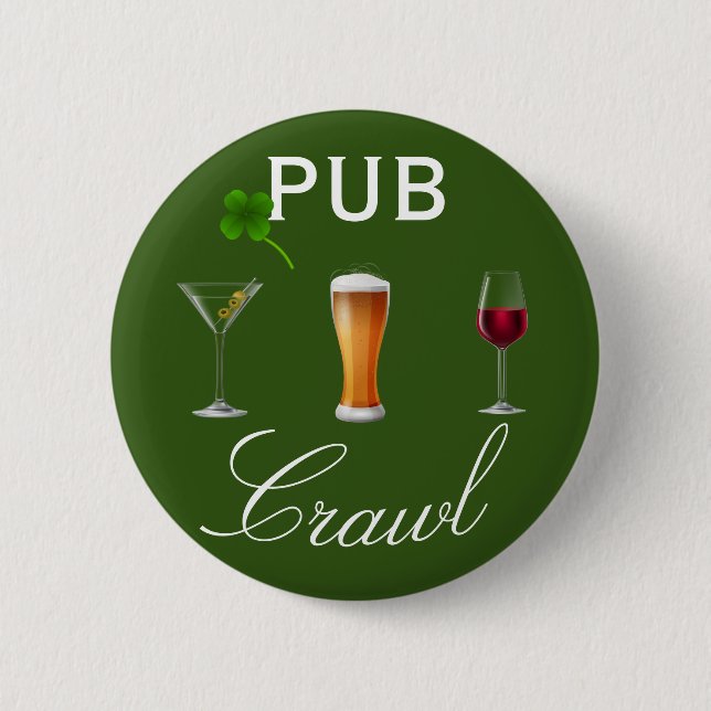 Pub Crawl Beer Day Drinking St. Patrick's Day 6 Cm Round Badge (Front)