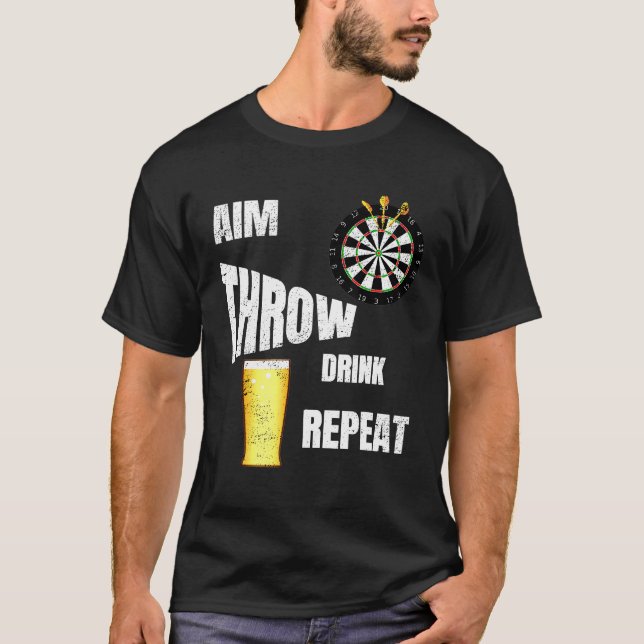 Pub Darts Player Larger Beer drinker T-Shirt (Front)