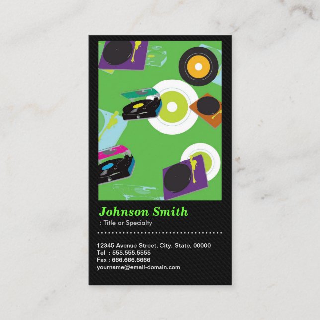 Pub DJ - Cool Disc Jockey Mixer Deck  - QR Code Business Card (Front)