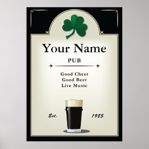 Pub Sign, Irish Pub, Personalised Poster
