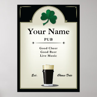 Pub Sign, Irish Pub, Personalised Poster