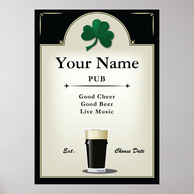 Pub Sign, Irish Pub, Personalised Poster (Front)