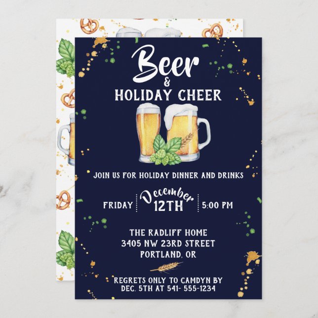 Pub Style Holiday Party Invitation (Front/Back)
