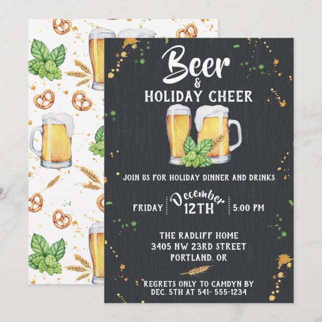Pub Style Holiday Party Invitation (Front/Back)