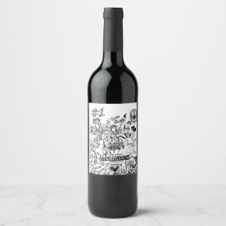 pubg doodle wine bottle wine label