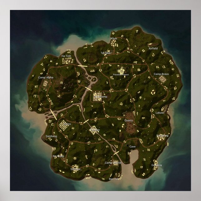 PUBG Old Sanhok  Savage 8192x8192 Poster (Front)