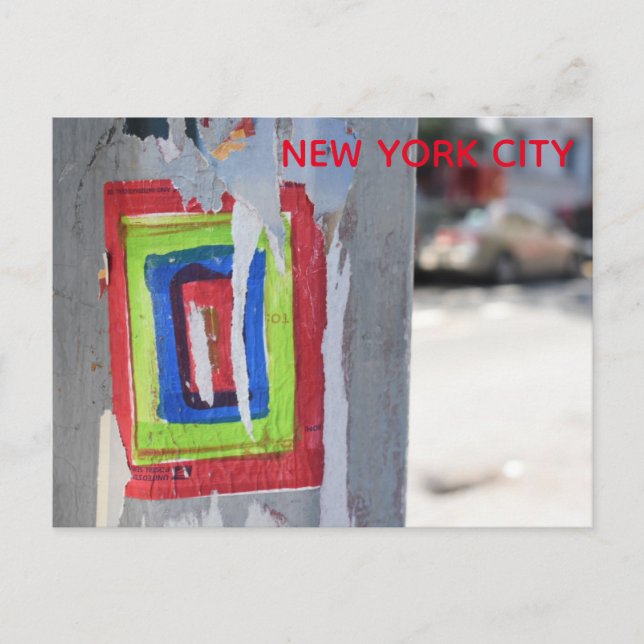 Public Art New York City Telephone Pole Graffiti Postcard (Front)