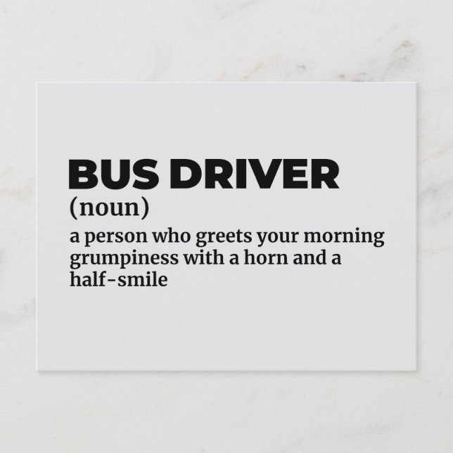 Public Bus Driver Definition Postcard (Front)