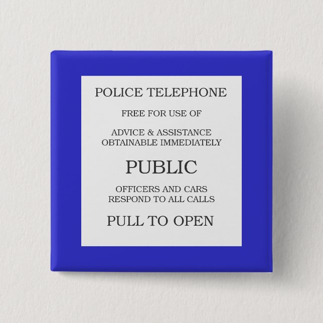 Public Call Box sign 15 Cm Square Badge (Front)