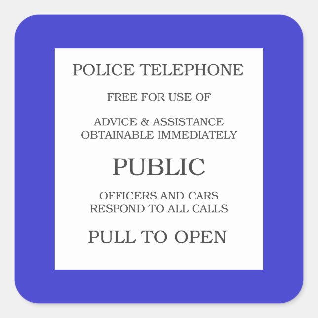 Public Call Box sign Square Sticker (Front)
