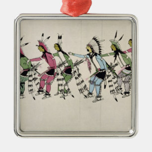 Public dance in honour of the warrior He Dog (ink Metal Ornament