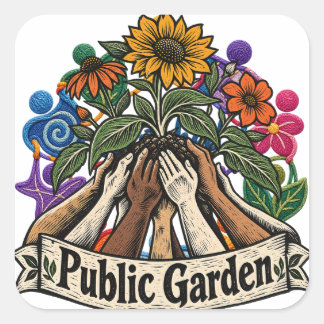 Public Garden Community Flower Square Sticker