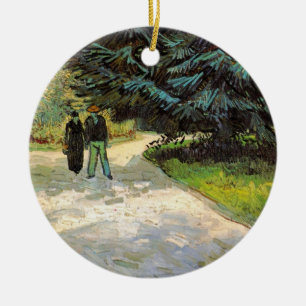 Public Garden with Couple by Vincent van Gogh Ceramic Ornament