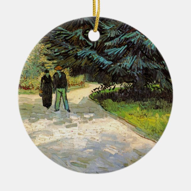 Public Garden with Couple by Vincent van Gogh Ceramic Ornament (Front)