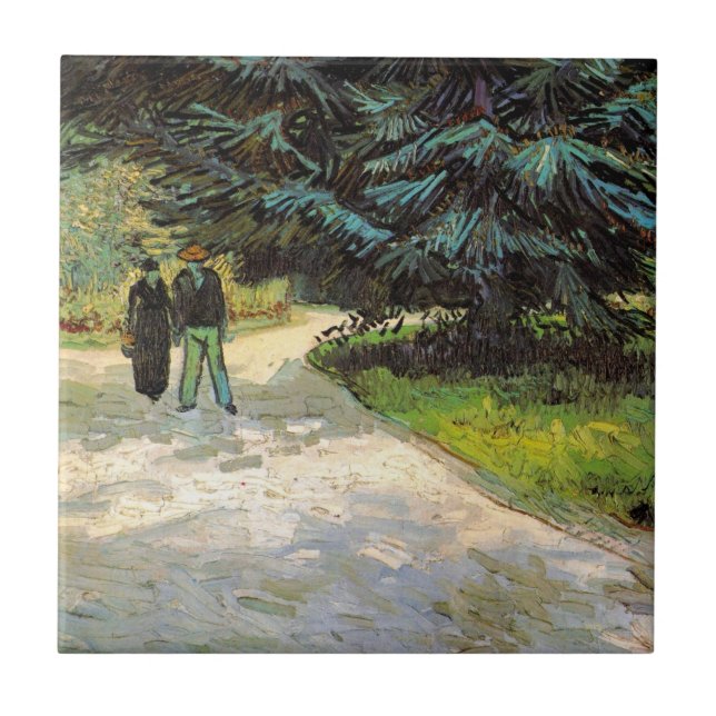 Public Garden with Couple by Vincent van Gogh Ceramic Tile (Front)