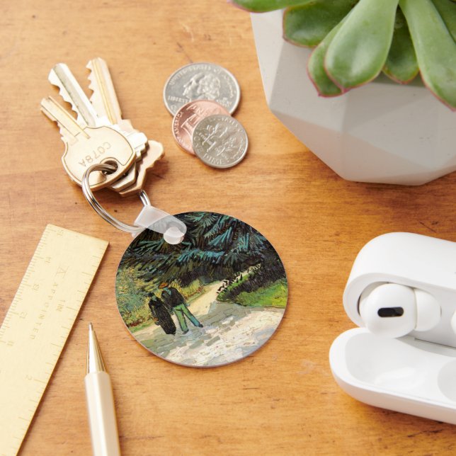 Public Garden with Couple by Vincent van Gogh Key Ring (Desk)