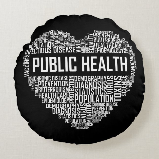 Public Health Heart Gift Healthcare Worker Epidemi Round Cushion (Front)
