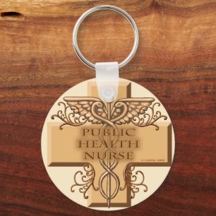 Public Health Nurse Caduceus Keychain