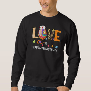 Public Health Nurse Plaid Egg Bunny Love Stethosco Sweatshirt
