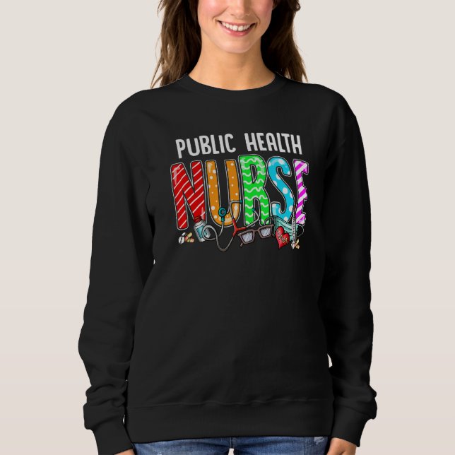 Public Health Nurse Plaid Red Love Heart Stethosco Sweatshirt (Front)