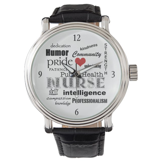 Public Health Nurse-Word Cloud+Red Heart Watch (Front)