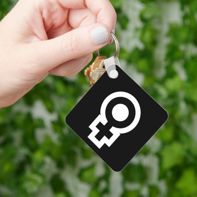 Public ladies room female gender symbol toilet key ring (Hand)